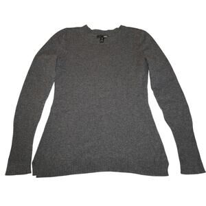 Aqua Cashmere Gray Crewneck Sweater Size S Quiet Soft Luxury Minimalist Classic